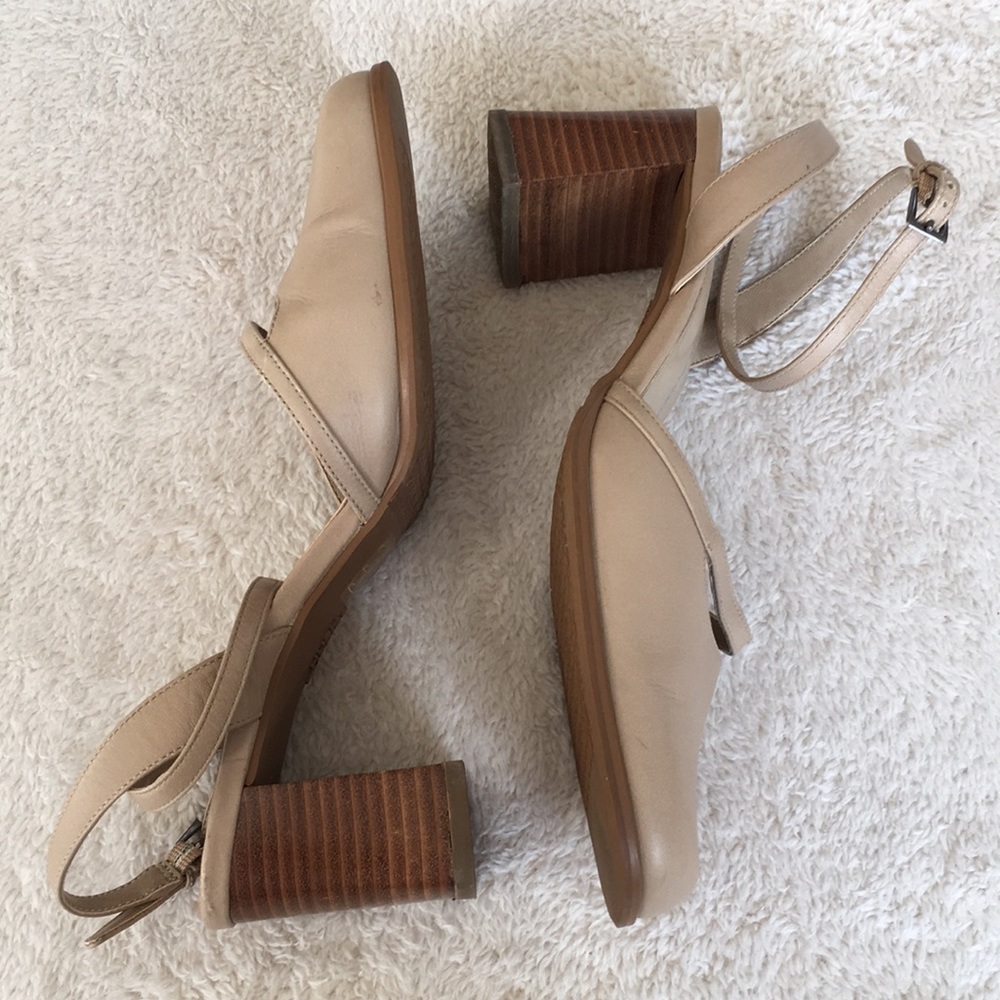 Hush Puppies Tan Slingback Block Heel Shoes, 8